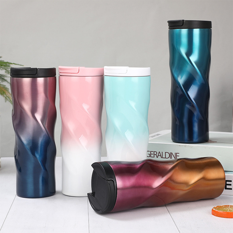 Unique Shape Stainless Steel Double Wall Vacuum Insulated Cups Tumblers Coffee Travel Car Mug