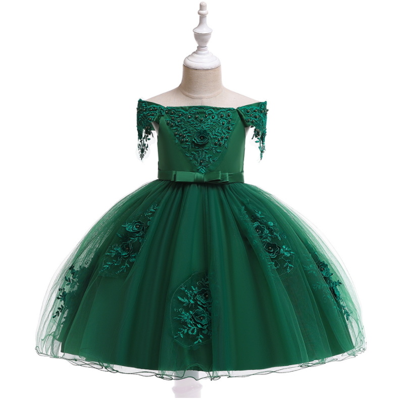 Children's Dress with Shoulder Stud Big Girl Evening Girls Show Dress