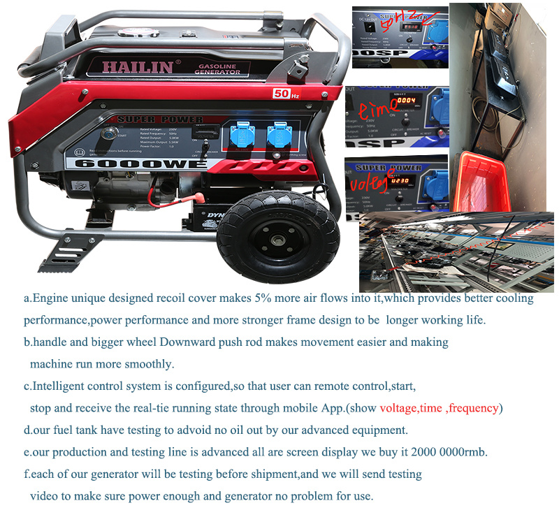 Portable Electric/Recoil/Key Start Air-Cooled Diesel/Gasoline Power Generator with Wheels