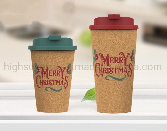 450ml Single Layer PP Biodegradable Eco-Friendly Reusable Cork Coffee Mug Coffee Cup