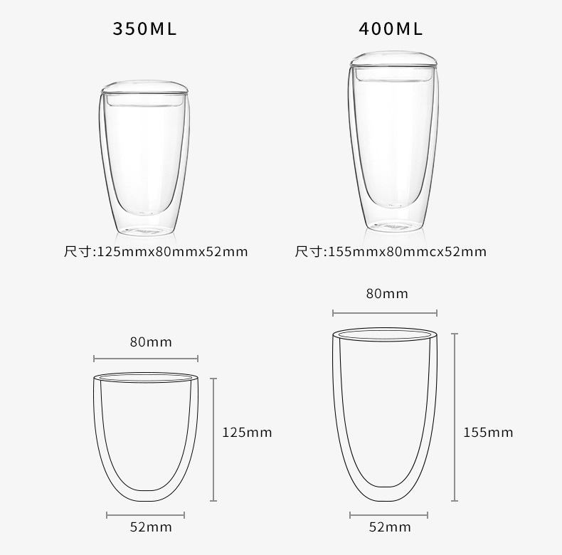High Borosilicate Double Wall Cup/Double Layer Cup
