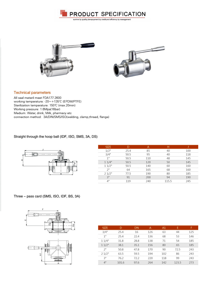 Stainless Steel Sanitary Straight Ball Valve with Tri-Clamp Ends