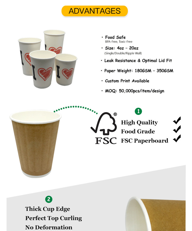 Biodegradable Disposable Single Wall Paper Cup for Hot Beverage