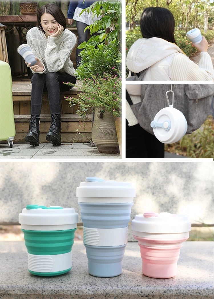 Collapsable Silicone Portable Travel Cup Foldable Water Drinking Cup Retractable Reusable Coffee Cup