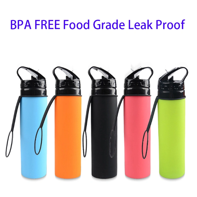 Amazon Hot Sale Silicone Collapsible Straight Cup Foldable Sports Water Kettle