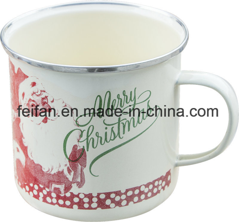 Modern Design Enamel Mug/Cup with Stainless Rim/Edge