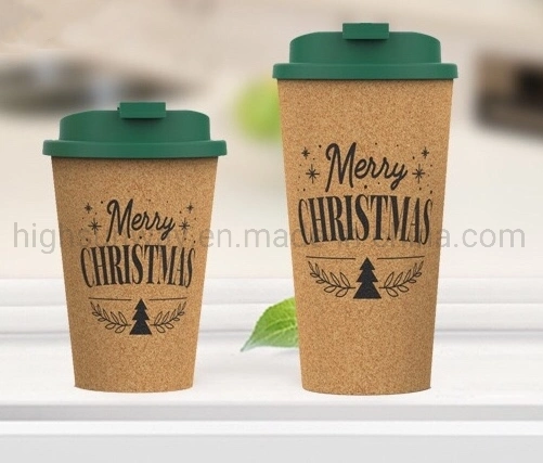 450ml Single Layer PP Biodegradable Eco-Friendly Reusable Cork Coffee Mug Coffee Cup