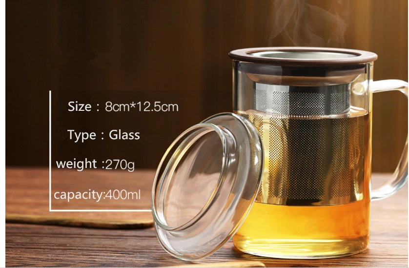 Heat Resistant Stainless Steel Tea Strainers Thickened Glass Water Cup