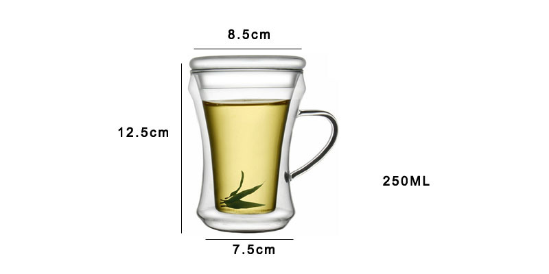 Heat Resistant Glass Tea Cup Glass Tea Mug with Cover Insulated Tea Mug
