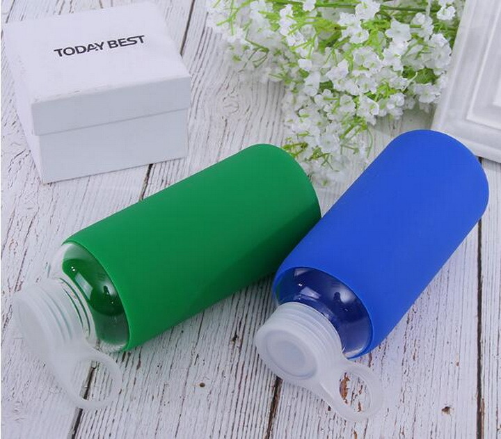 Portable Sports Silicone Anti-Scald Single Layer High Borosilicate Glass Mug