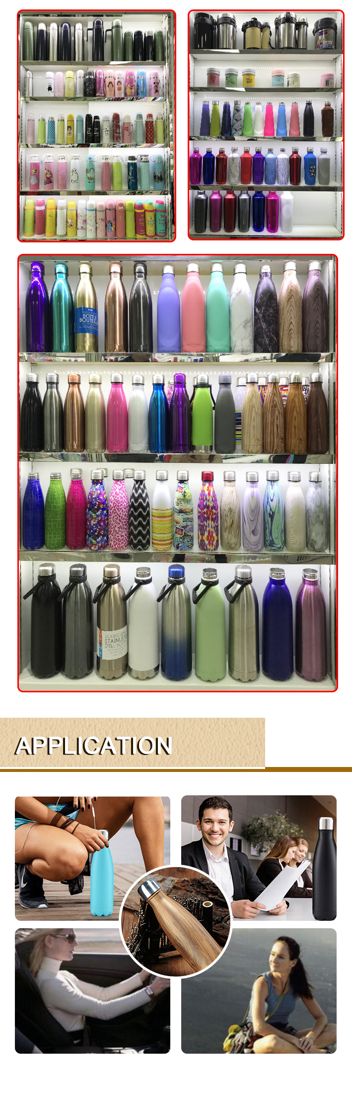 16oz Double Walled Powder Coated Stainless Steel Cola Shape Travel Sports Water Bottle