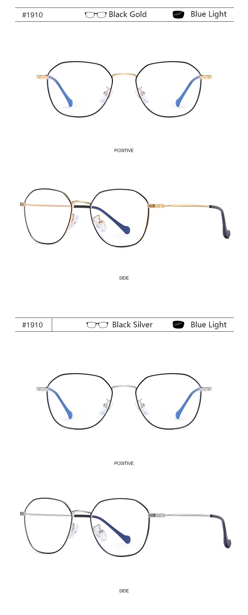 Multilateral Literature Art Retro-Frame Metal General Anti-Blue Glasses