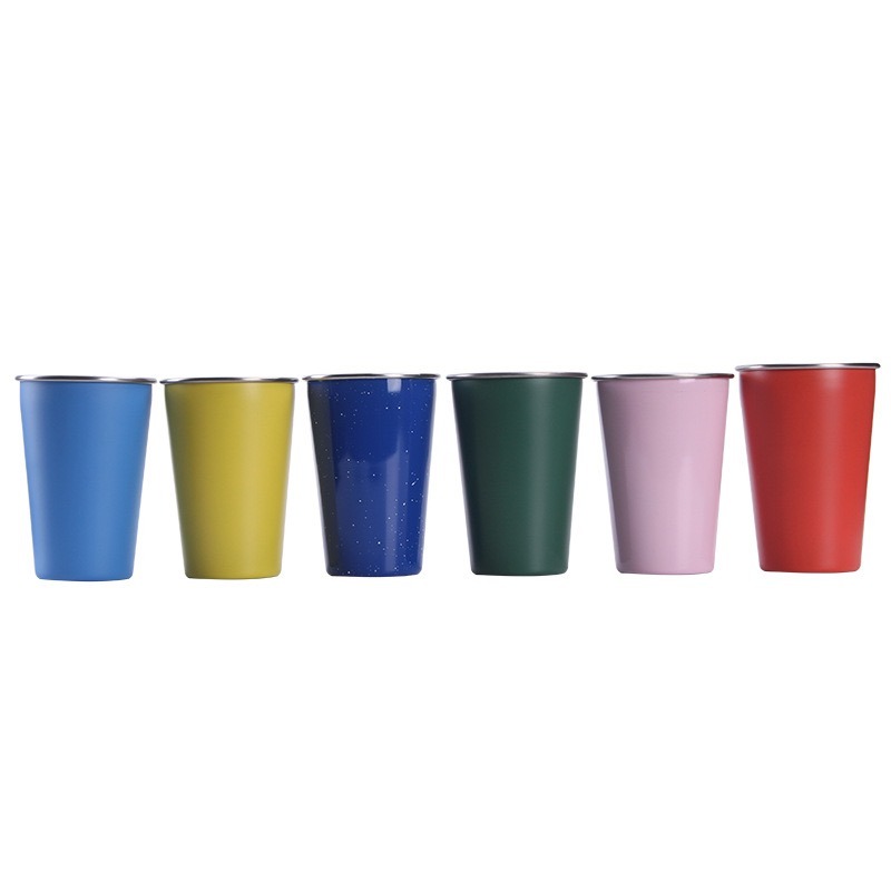 Single Wall Curve Rim Stainless Steel Cup with Customized Color