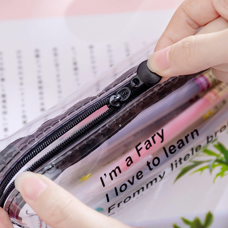 Lovely Simple Transparent Letter Anise Pen Bag Small Fresh Creative Student Portable Pencil Bag Stationery Bag