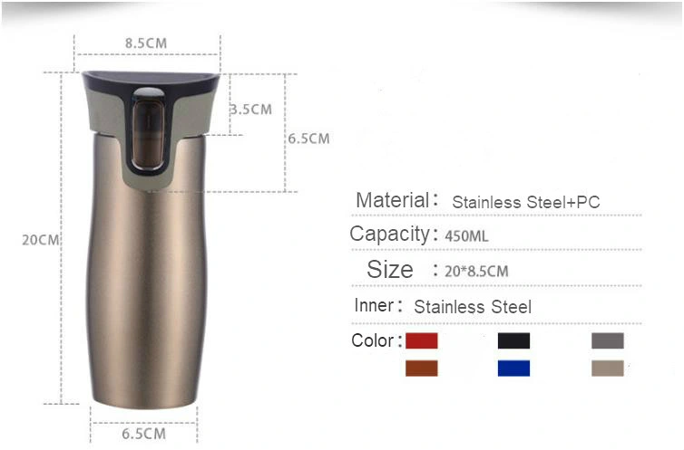 Stainless Steel Creative Gift Cup Vacuum Insulation Coffee Car Cup with Click Button