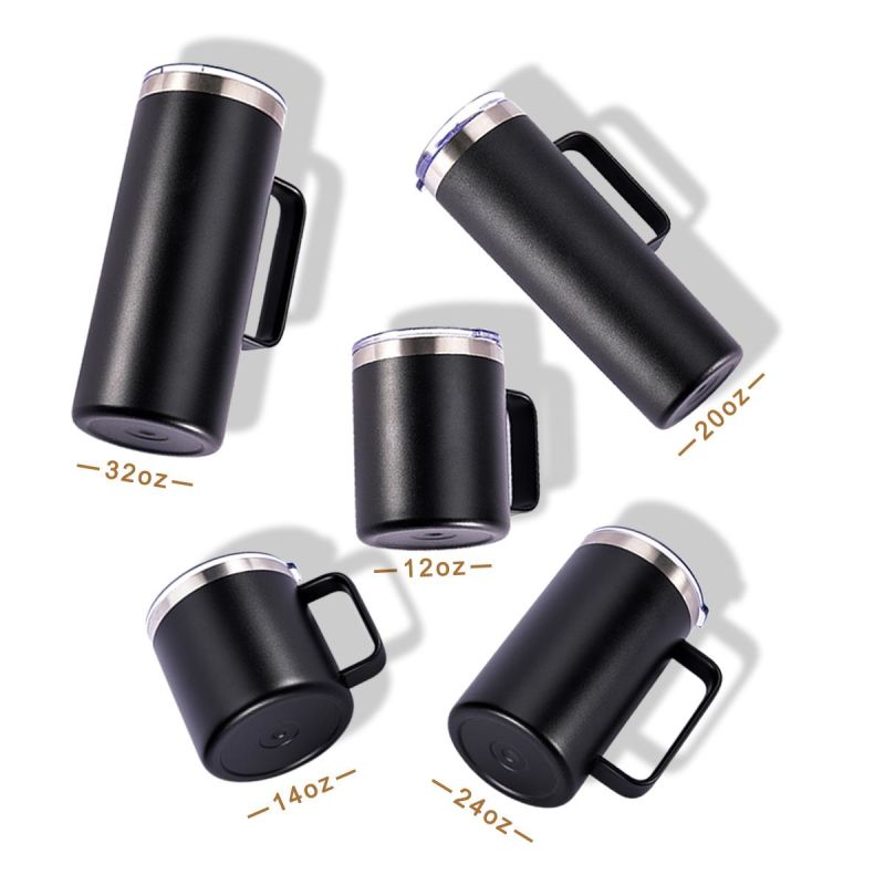 Double Walled Stainless Steel Vacuum Insulated Camping Travel Cup Mug with Handle and Lid