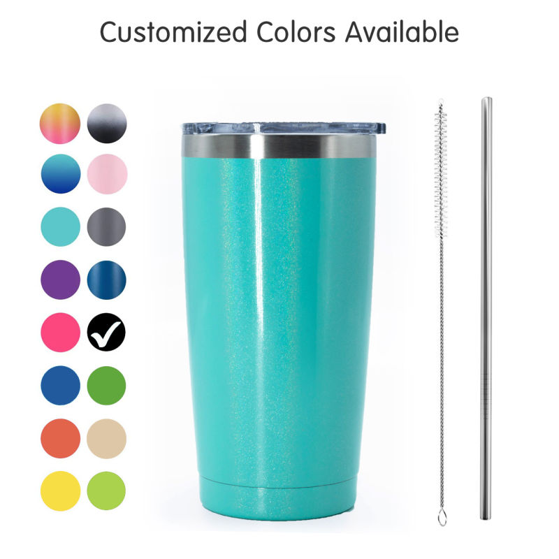 Powder Coated 20oz Vacuum Insulated Double Walled Stainless Steel Tumbler