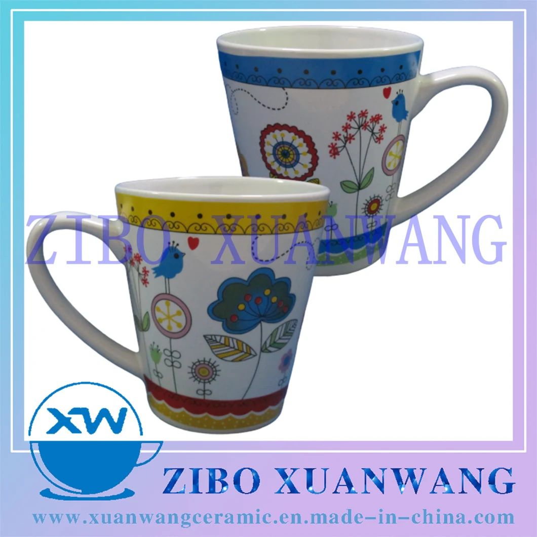 Garden Design Full Printing Hot Selling Small V-Shape Ceramic Mug Creative Design Ceramic Cup