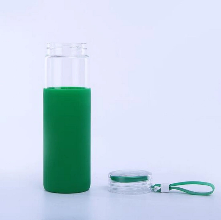 Portable String Single Layer Transparent Glass Cup with Silica Gel Set