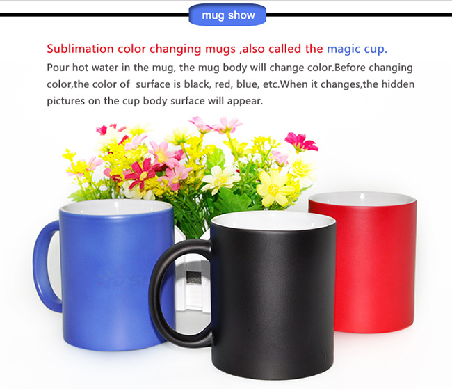 Freesub Whole Sale Sublimation11oz Hot Water Color Changing Mug Skb-05