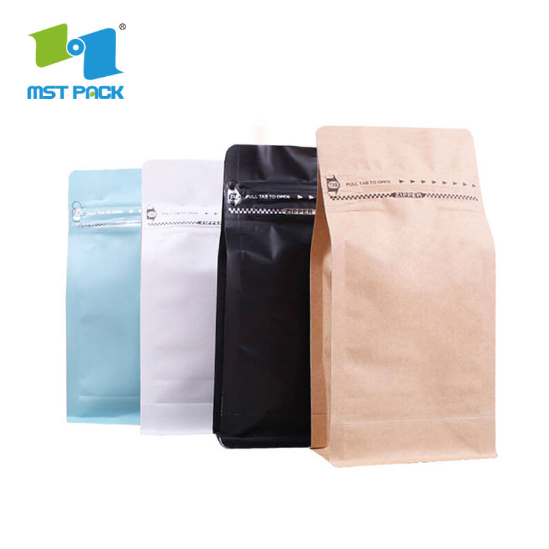 Flat Bottom Stock Coffee Bag with Pocket Zipper