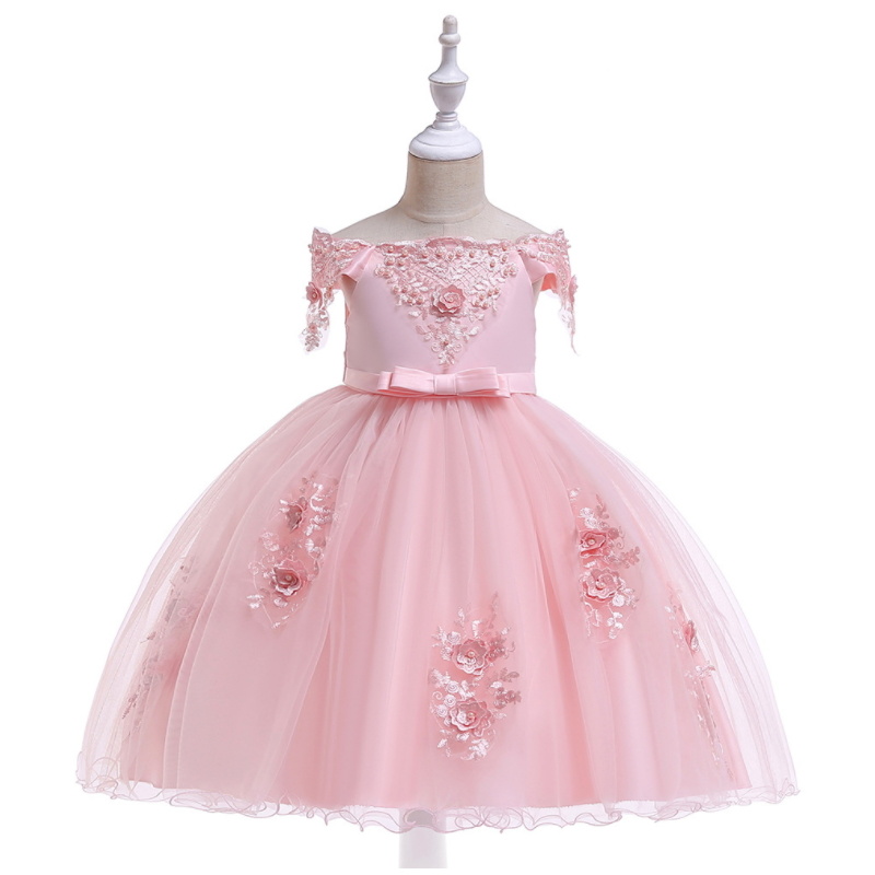 Children's Dress with Shoulder Stud Big Girl Evening Girls Show Dress