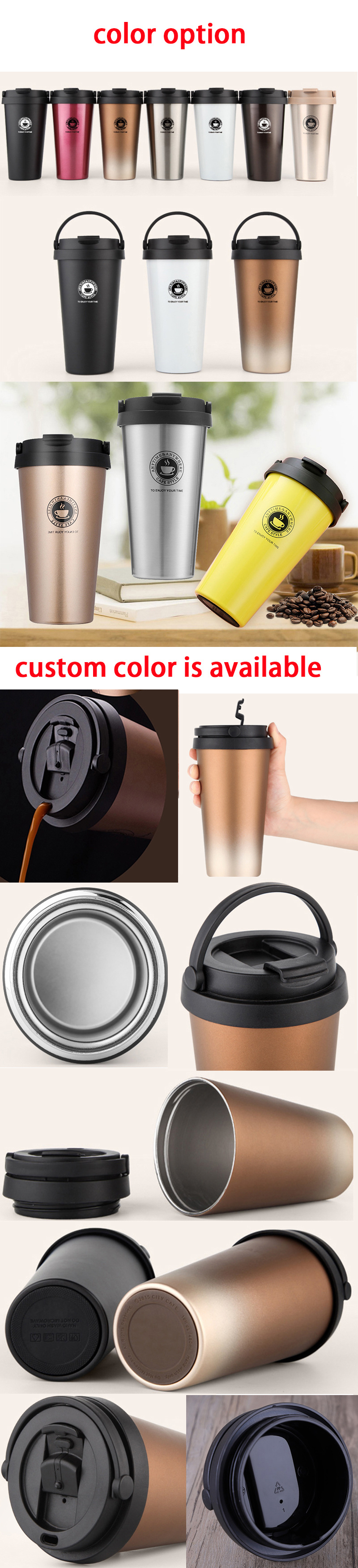 500ml Stainless Steel Insulated Vacuum Coffee Travel Mug 17oz Custom Logo 350ml 450ml