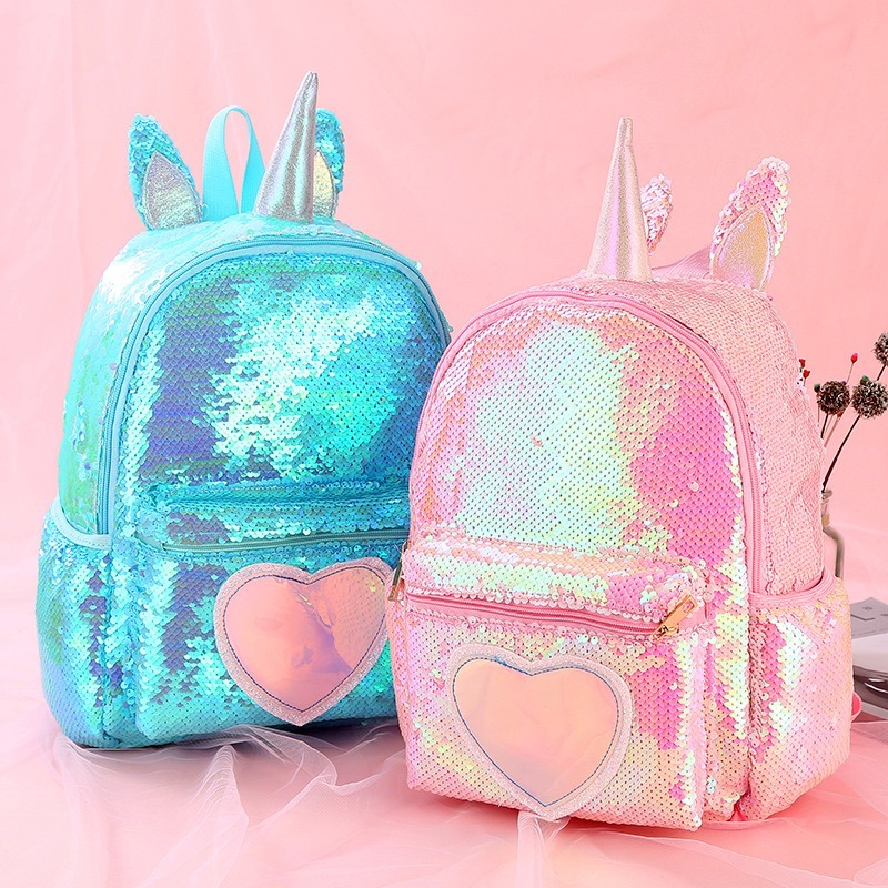 Girl Glitter Custom Paillette Sequin Unicorn School Bag for Girl