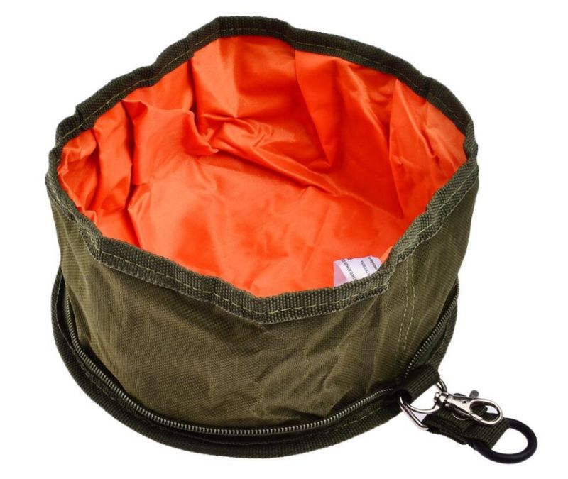 Canvas Folding Collapsible Travel Dog Cats Food Water Bowl Bag
