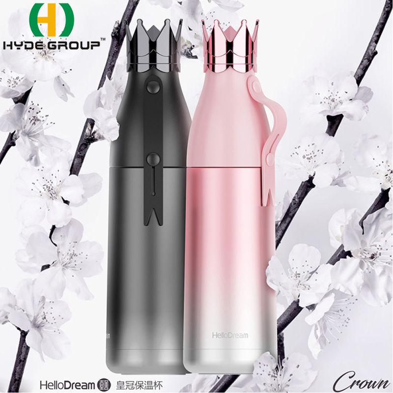 Stainless Steel Cup Double Walled Vacuum Water Bottle with Royal Queen Crown Lid