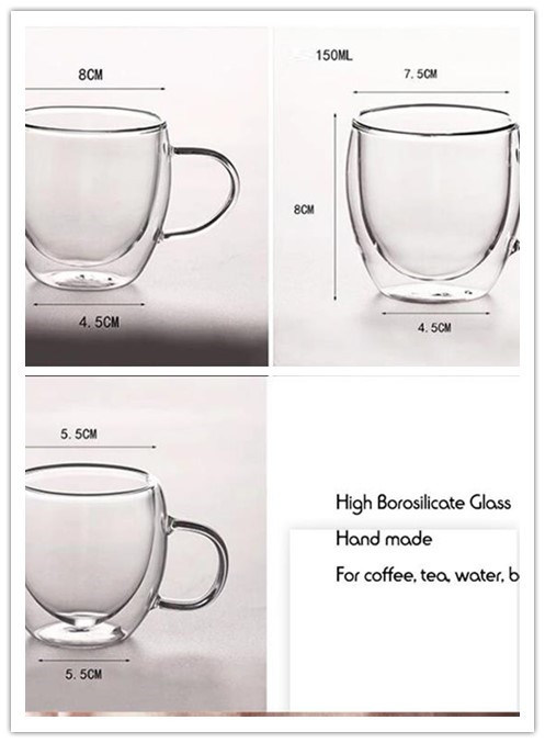 Borosilicate Glass 80ml Handleless Double Wall Espresso Glass Coffee Cup