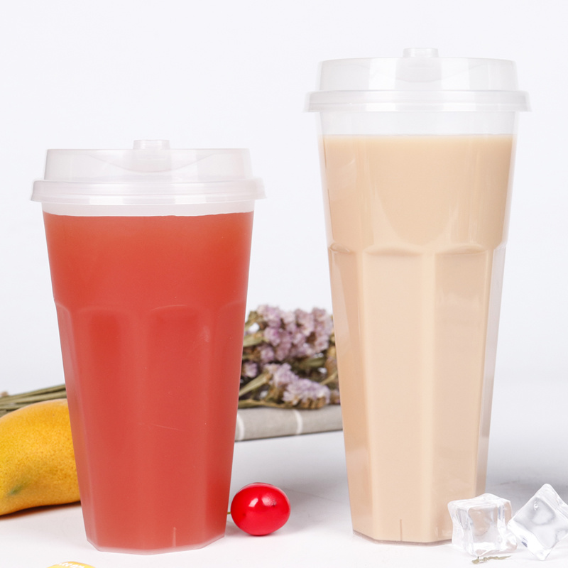 Disposable 16oz, 20oz PP Drink Cup Juice Cup Plastic Cup with Dome Lid with Straw
