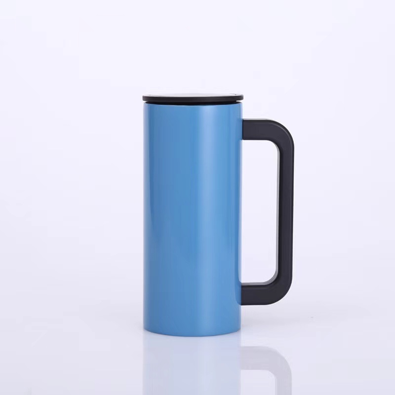 350ml Double Walled Stainless Steel Straight Body Vacuum Travel Mug with Handle