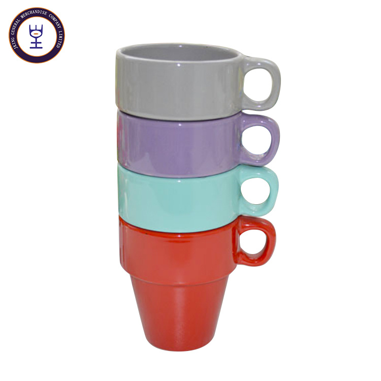 Small Handgrip Glazed Stacking Mug with Rack