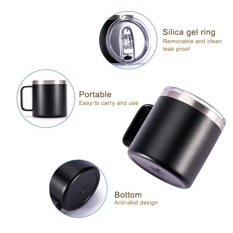 Double Walled Stainless Steel Vacuum Insulated Camping Travel Cup Mug with Handle and Lid