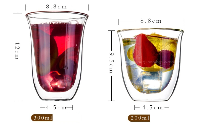 300ml Double Wall Glass Coffee Cups, Clear Glass Espresso Cup