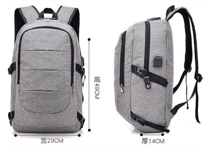 Men Women Fashion Laptop Backpack Grey Black China Guangzhou Supplier