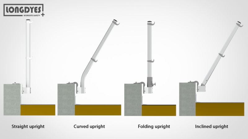 Folding Upright Nonfloating Rail for The Parapet Wall with Z-Type Mounted Plate