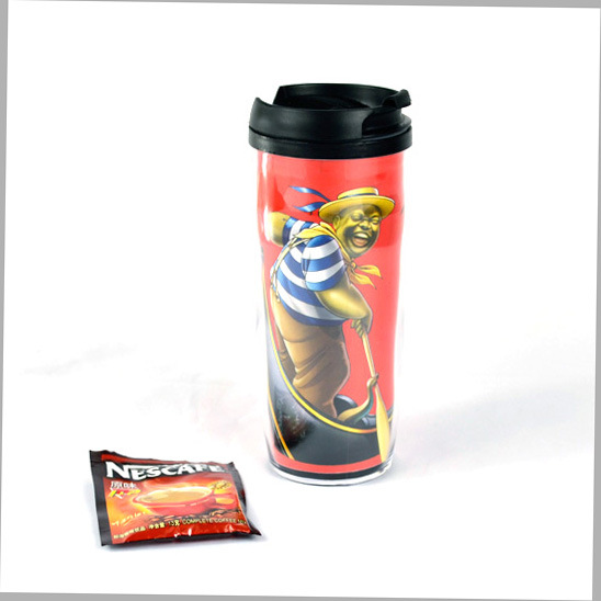 330ml Double Wall Coffee Mug Can Design Paper Plastic Mug Promotional Plastic Mugs