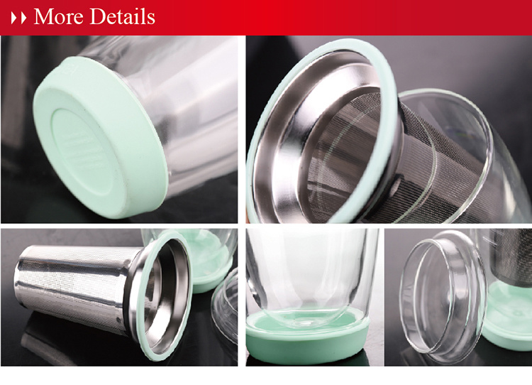 Heat Resistant Decal Borosilicate Glass Mug with Bamboo Lid
