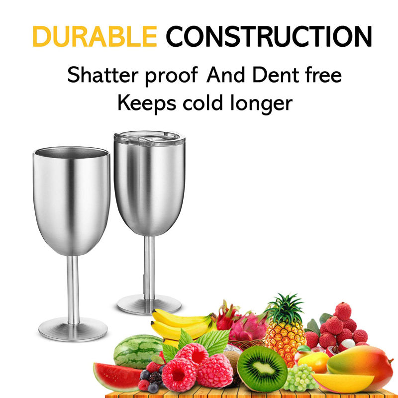 Stainless Steel Wine Glasses Double-Walled Insulated Unbreakable Goblet