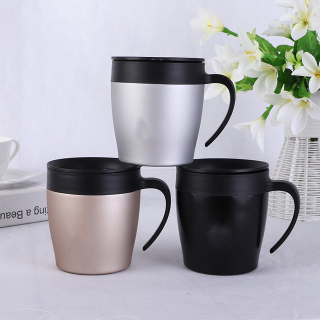 Coffee Mug Insulated Double Walled Coffee Tumbler with Handle and Spoon