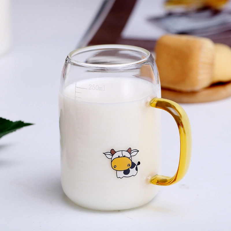Breakfast Milk Cup Cute Cows Print Cup with Graduation Lines