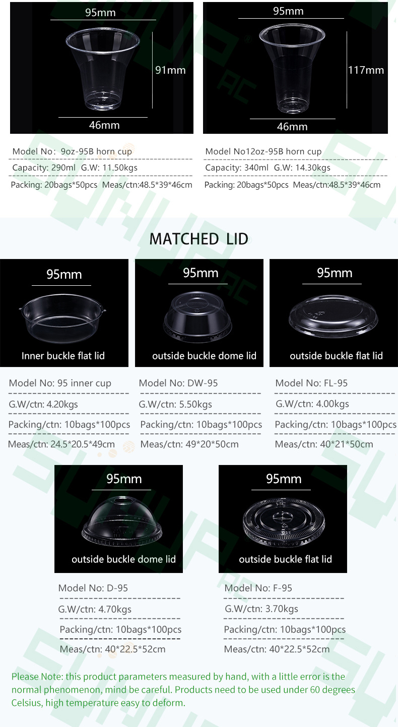 New Product Plastic Transparent Pet Cup Dome Lids 95mm for / Yogurt Cup U Series