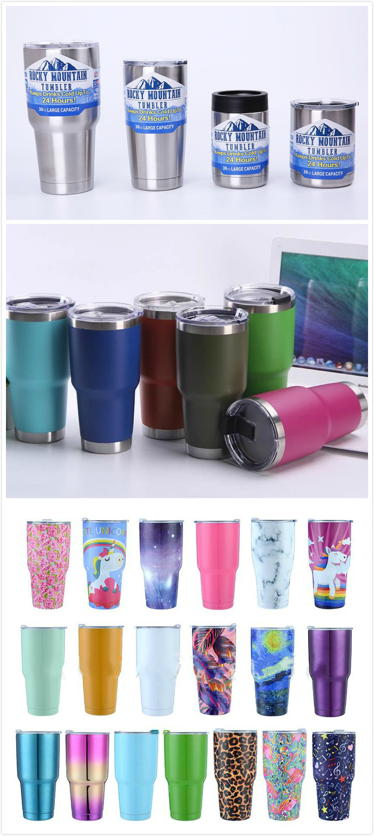 Double Wall Vacuum Insulated Stainless Steel Thermal Cup Tumbler