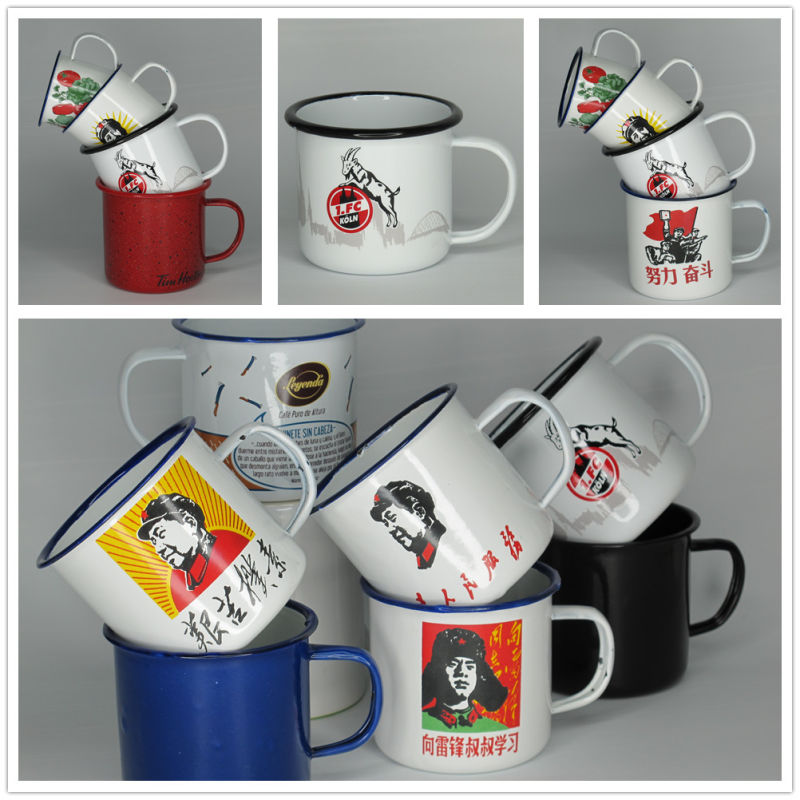 4-10oz Enamel Mug with Color or Customized Printing