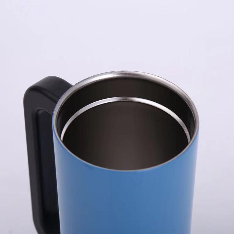 350ml Double Walled Stainless Steel Straight Body Vacuum Travel Mug with Handle