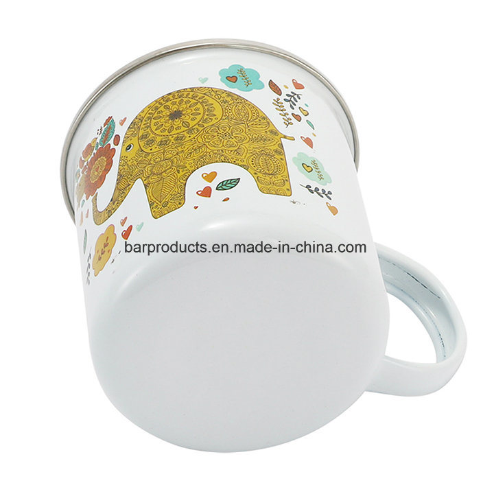 Costomized Design Metal Mug Colorful Enamel Coffee Mug with Stainless Steel Rim