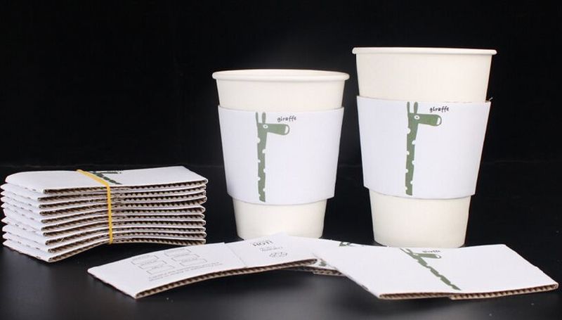 Recycled Paper Coffee Cups with Lids and Sleeve