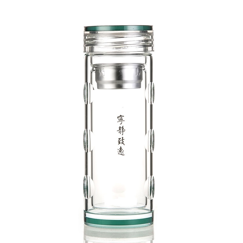 Glass Bottle/Glassware/Green Color Two-Layer Cup/Mug 320ml/350ml
